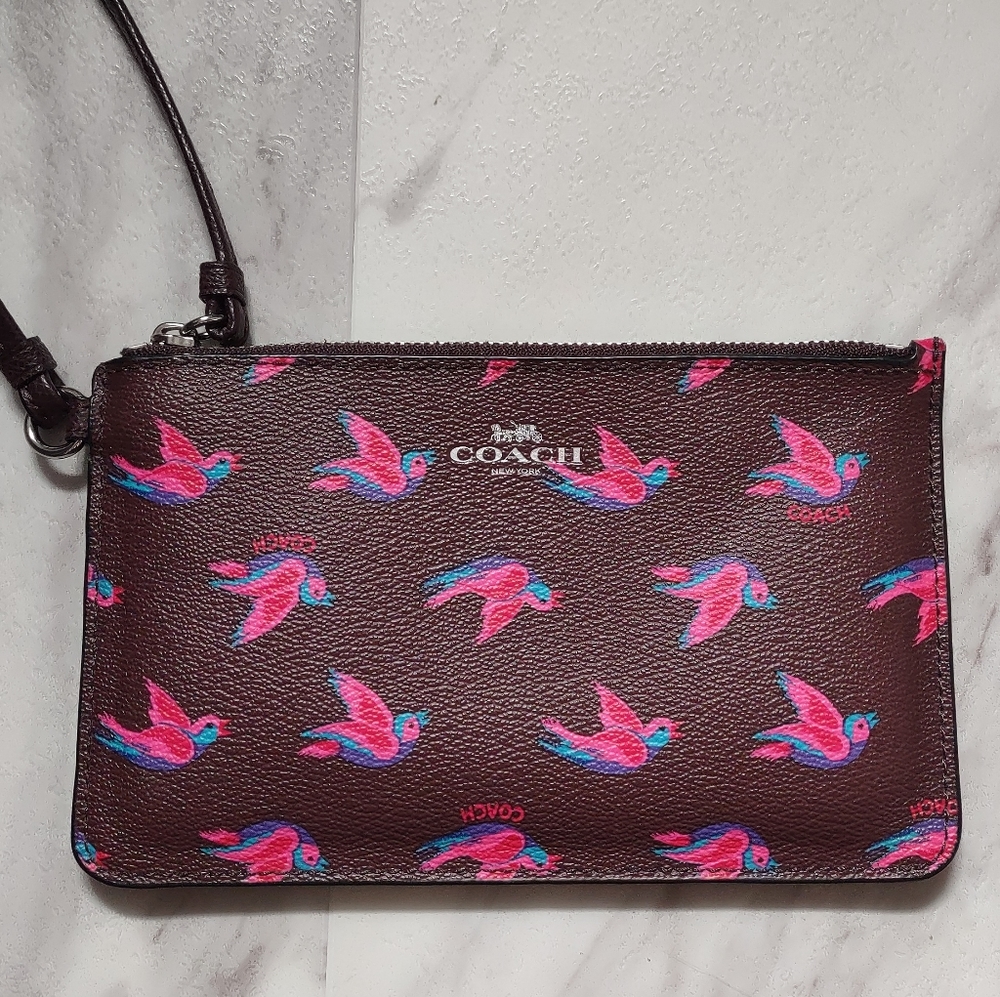 Coach Wristlet - Happy Birds pattern - NWOT